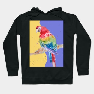 Parrot Watercolor Painting Macaw - Yellow Lavender Hoodie